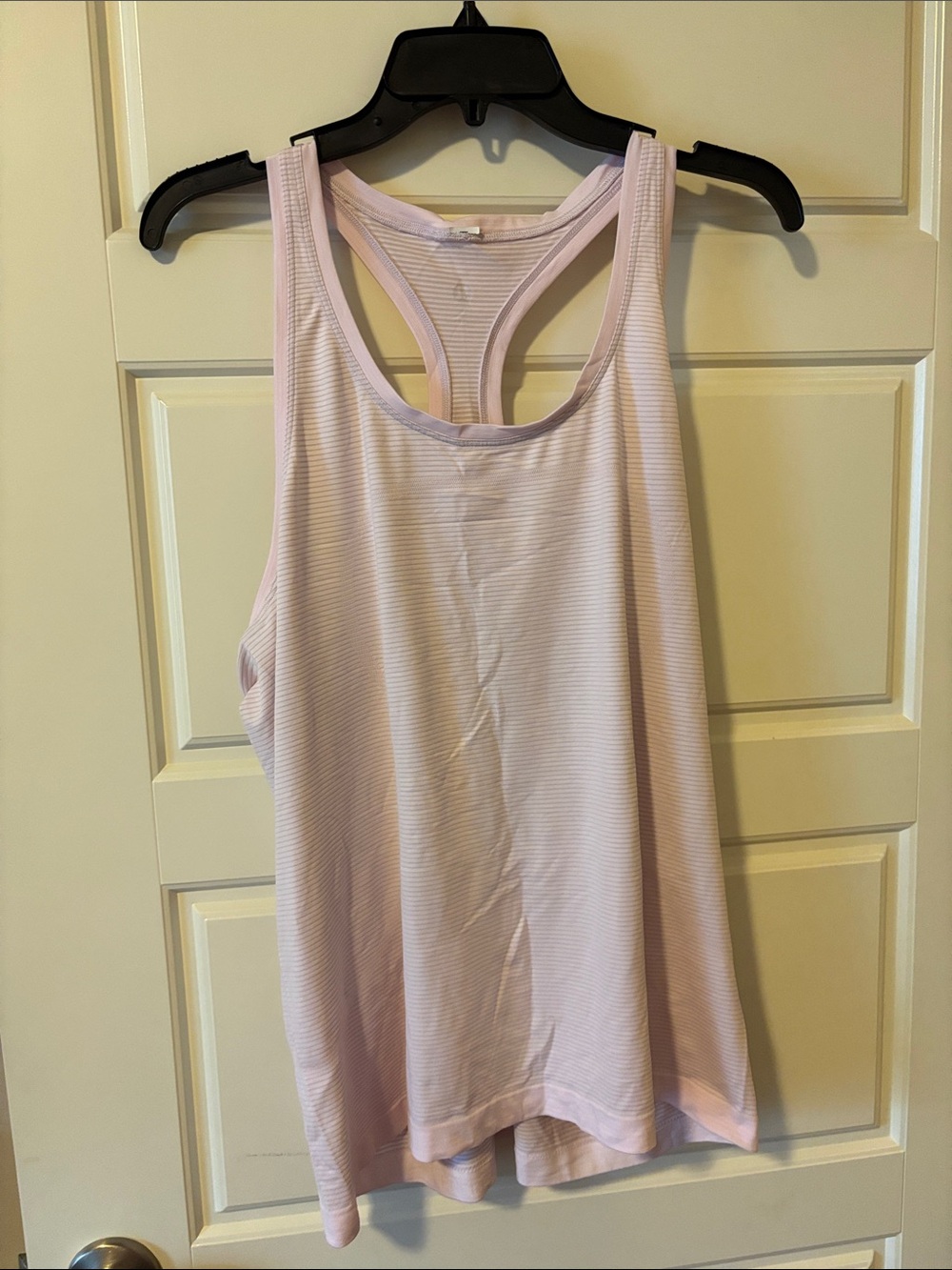 lululemon swiftly tech hip length Light Lavender Striped Racerback Tank Top
